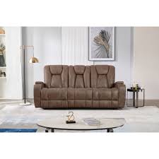 an reclining sofa with drop down
