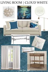 living room design in cream teal