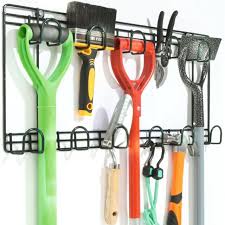 Tool & storage hooks come in a variety of shapes, sizes and styles. Garden Tool Double Rack Wall Garage Organiser Holder Diy Storage 2 Rows Hooks For Sale Online Ebay