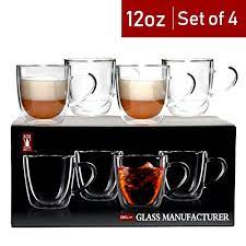 12 oz clear glass coffee tea cups