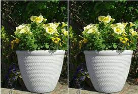 2x Large Plastic Round Garden Plant Pot
