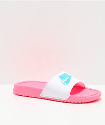 nike beni pink white slide sandals