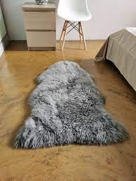 genuine new zealand sheepskin rug grey