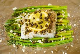 baked cod and asparagus with garlic