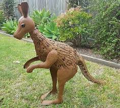 rust kangaroo garden statue ornament