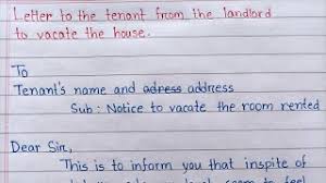 letter notice to the tenant from the