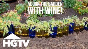 wine bottle garden bed edging