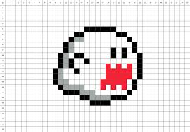 Grille pixel art a imprimer : Fantome Boo Mario Pixel Art