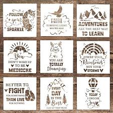 diy decorative letter stencil template for scrabooking painting on cake wood canvas floor wall tile 5 9 x 5 9 inch set of 9
