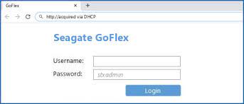 seagate goflex default login ip