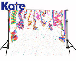 Us 15 89 15 Off Kate Custom Made Happy Birthday Theme Background Photo Backdrop White Background Colorful Fireworks Colored Ribbon Backdrop In