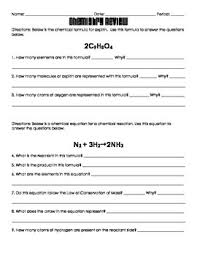 Chemistry Review Worksheets Teaching Resources Tpt