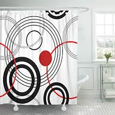 Find great deals on red shower curtain at kohl's today! Amazon Com Emvency Shower Curtain Gray Abstract Rings Retro Pattern 1960s Red Black White Shower Curtains Sets With Hooks 72 X 78 Inches Waterproof Polyester Fabric Home Kitchen