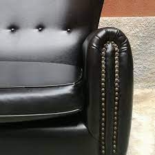 mid century italian black leather sofa