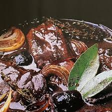 venison sausages braised in red wine