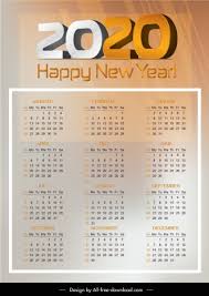 2020 Calendar Template Bright Modern Design Blurred Decor