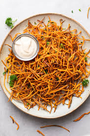 baked sweet potato shoestring fries