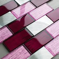 Portland Pink Glass Brick Tile Mosaic