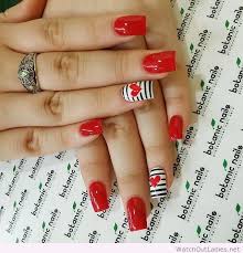 Long nails are pretty, but short nails are easier to maintain. Botanic Nails Red White Black Lines Jpg 640 666 Nail Designs Valentines Red Nail Art Designs Valentine S Day Nail Designs