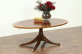 Espresso finish wood coffee table. Ethan Allen Coffee Tables Sold Traditional Vintage Oval Table Banded Mahogany Thomasville Furniture Slavyanka
