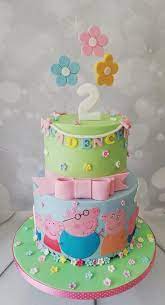 2 Tiered Peppa Pig Birthday Cake With Rainbow Tortas De Cumplea Os  gambar png