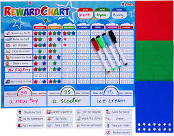 Kids Reward Chart Set Magnetic Responsibility And Good Behaviour Chore Board With 210 Magnetic Stars 4 Dry Erase Markers For Multiple Children