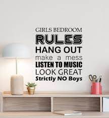 Girls Bedroom Rules Decal Wall Poster