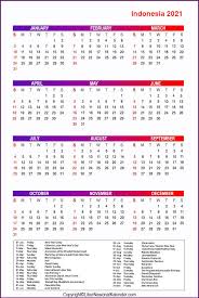 Yearly calendar showing months for the year 2021. Calendar 2021 Indonesia Public Holidays 2021