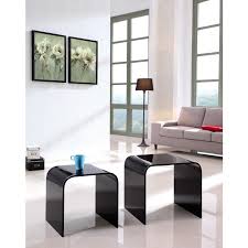 Black Glass Nest Of 2 Curved Tables