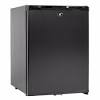Mini compact no noise absorption refrigerator with lock, black features. 1