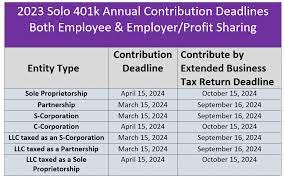 solo 401k contribution limits and types