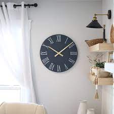 Large Wall Clock Navy Gold Living