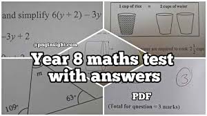 Year 8 Maths Test Papers With Answers