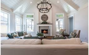 living room with vaulted ceiling