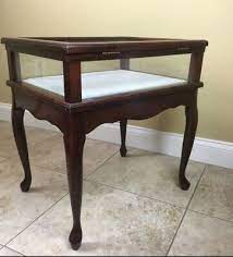 Wood Display Case Glass Lift Top Table