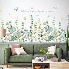 nordic green leaf weed wall sticker