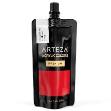 Arteza Acrylic Paint Brilliant Red Color 120 Ml Pouch Tube Rich Pigment Non Fading Non Toxic Single Color Paint For Artists Hobby Painters