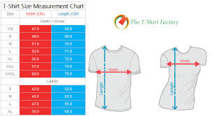 Sri Lankan Standard T Shirt Size Chart
