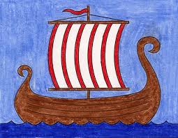 Easy How to Draw a Viking Ship Tutorial and Coloring Page