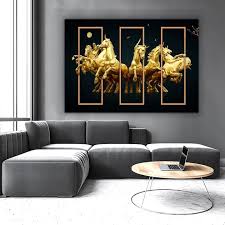 Horse Canvas Wall Art Gold Horse Large