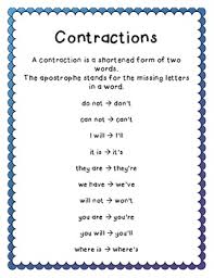 Contraction Anchor Chart With Examples