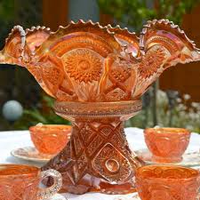 Marigold Carnival Glass 8 Piece Set