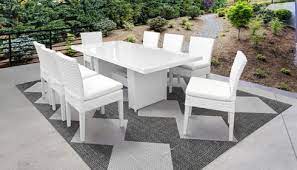 8 Person Square Patio Table White