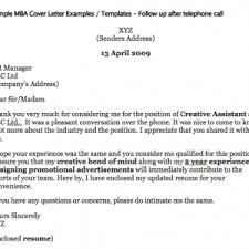 Sample Mba Cover Letter Examples Templates Follow Up After