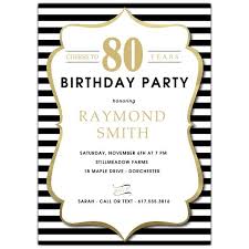 Black Stripe Frame 80th Birthday Invites