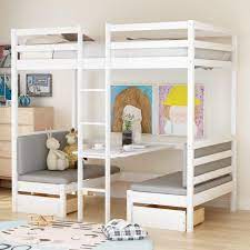 This 3 page pdf has separate detailed illustrations of the loftbed with ladder, the desk, the bookshelf and the cupboard. Amazon Com Twin Loft Bed With Desk And 2 Storage Drawers Convertible Loft Bed With Table And Cushion Seat For Kids Can Turn Into Twin Bunk Bed No Box Spring Needed White Kitchen