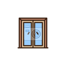 Double Glass Door Filled Outline Icon