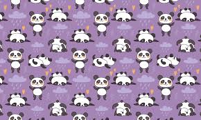 cute purple rain panda pattern