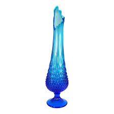 Blue Hobnail Swung Glass Vase Glass