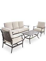 Rattan round sofa * other series: Amazon Com Patiofestival Patio Conversation Set Cushioned Outdoor Furniture Sets With All Weather Frame 4pcs Beige Garden Outdoor